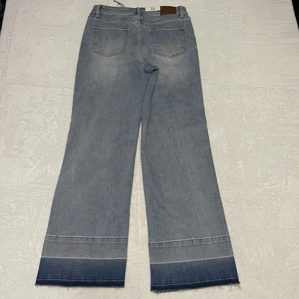 Judy Blue Flare Jeans Womens 9/29 Mid‎ Rise Boho Wide Leg Unhemmed Raw Edge